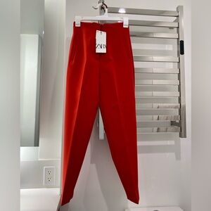 Zara-High Waisted  Women's Trousers - Red NEW with Tags.